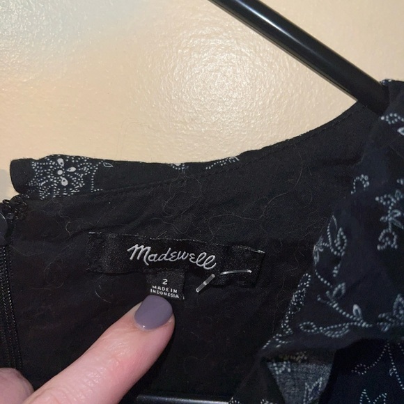 Madewell Ruffled Tiered Black Floral Midi Dress in Dotted Vines size 2 - Picture 4 of 5